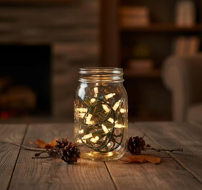 Brite Star 100 Count Mini String Christmas Lights, Clear - 22 feet Indoor/Outdoor Christmas Tree Lights with Green Wire