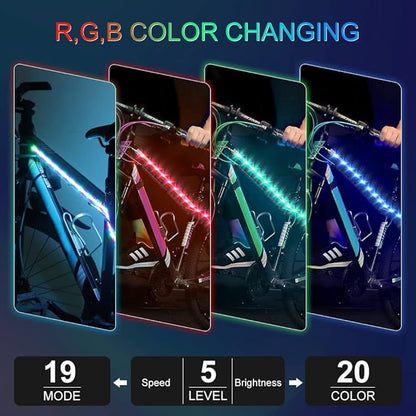 Bike Lights LED Bicycle Frame Light for Night Riding,Waterproof Strip Light Battery Powered with RGB Color, Bright Decoration Lights for Scooter,Trike,Bike Lighting Accessories