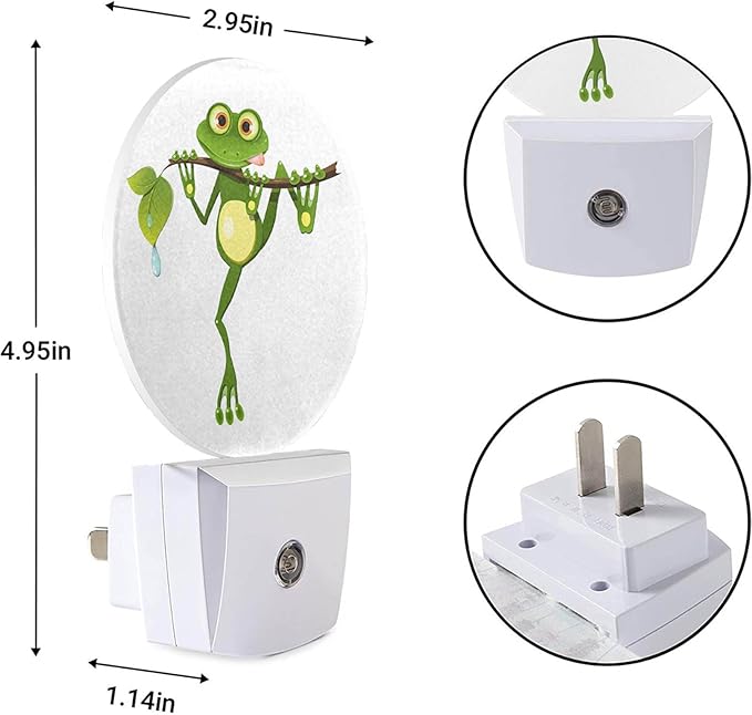 EKOBLA Frog Plug-in Night Light, Frog Holding Green Leaf Fun LED Nightlight with Auto Sensor for Bedroom & Bathroom