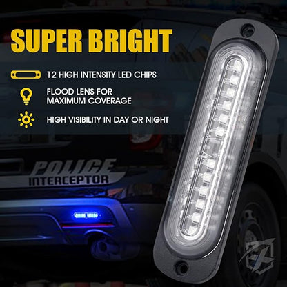 Xprite Blue LED Emergency Strobe Lights Kit for Vehicles - Flush Mount Grille Light, Surface Mount, High Visibility for Police, Fire, EMS, and Security Patrols - 10PCS