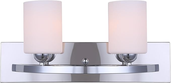 Canarm IVL370A02CH-O Ltd Hampton 2 Light Vanity, Chrome with Flat Opal Glass