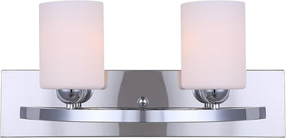 Canarm IVL370A02CH-O Ltd Hampton 2 Light Vanity, Chrome with Flat Opal Glass