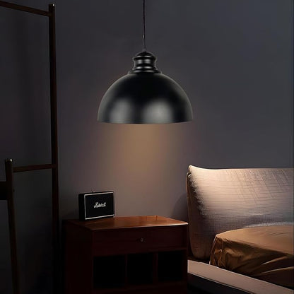 BRIGHTESS Ecopower Industrial Barn Pendant Light, Retro Candelabra Ceiling Light, Metal Farmhouse Kitchen Lighting, E26 Base, 14.7FT Cord, Black