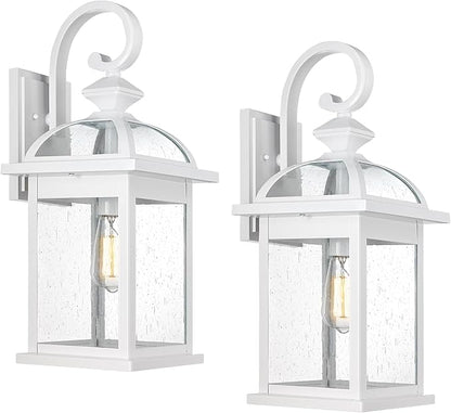 Darkaway 2pcs Outdoor Lights Fixtures Wall Mount, Large 22inch Outdoor Wall Sconce Lights with Seeded Glass Waterproof Outside Exterior Lights Fixture for House Front Porch Entry