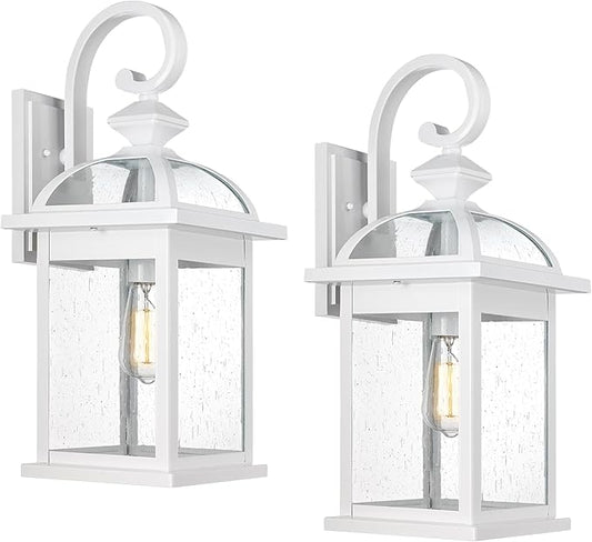 Darkaway 2pcs Outdoor Lights Fixtures Wall Mount, Large 22inch Outdoor Wall Sconce Lights with Seeded Glass Waterproof Outside Exterior Lights Fixture for House Front Porch Entry