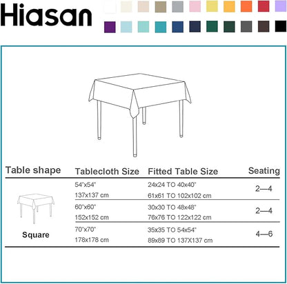 Hiasan Square Tablecloth - Waterproof and Spillproof Washable Fabric Table Cloth for Dining Room Kitchen, Beige, 60 x 60 Inch