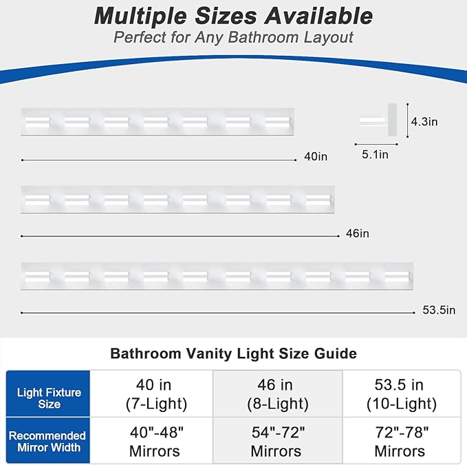 IZORRO LED Modern Bathroom Lights Fixtures(10-Light,Dimmable),Matte White Acrylic Wall Lighting,Vanity Lights for Bathroom Over Mirror - 6000k 36In （No Assembly Required）