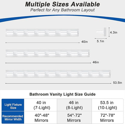 IZORRO LED Modern Bathroom Lights Fixtures(10-Light,Dimmable),Matte White Acrylic Wall Lighting,Vanity Lights for Bathroom Over Mirror - 6000k 36In （No Assembly Required）