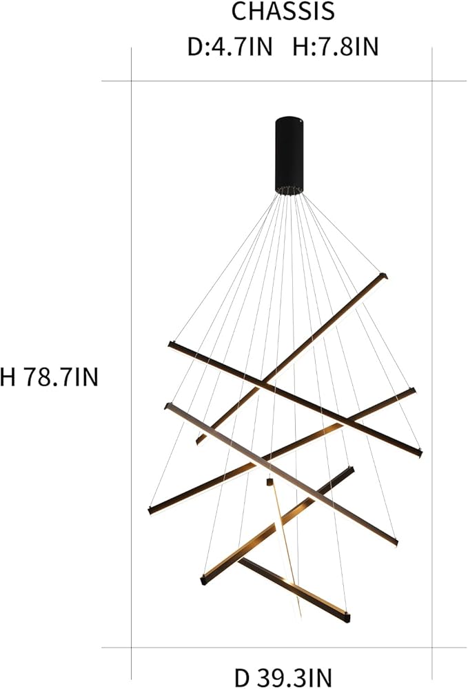 JAYMP Modern LED Chandeliers Dimmable Pendant Light Fixture for High Ceiling Living Room Dining Room Staircase Restaurant Sputnik Floating Sculptural Art Hanging Lamp (Black, 7-Lights Small)
