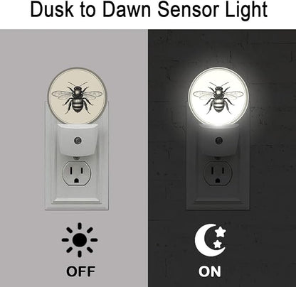 Retro Bee Night Light Auto Sensor Led Dusk to Dawn Lamp Home Decor for Men Women