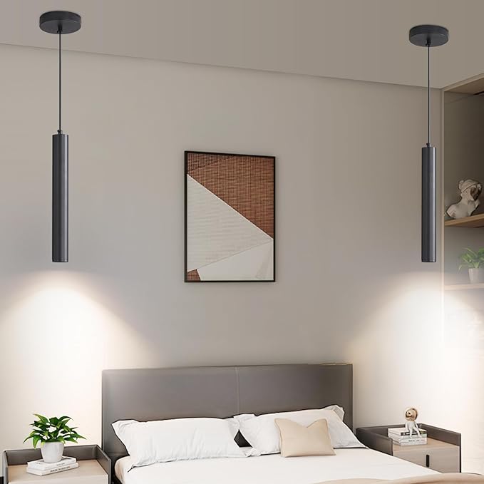 3 Pack Black Pendant Lights for Kitchen Island, Modern Minimalist Linear Hanging Light Fixtures, 3 Color 3000K/4500K/6500K, Ceiling Pendant Lighting for Dining Room, Bedroom, Hallway, Bedside