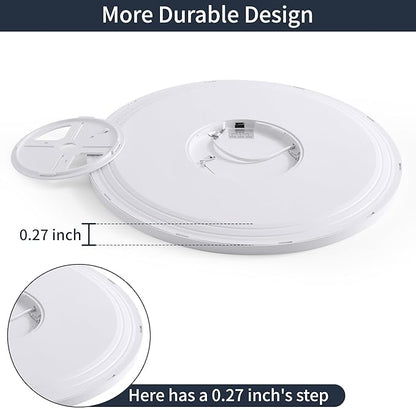 16 Inch Dimmable Ceiling Light Flush Mount 36W Remote Control LED Fixture 3600LM 3000K-6500K Adjustable Round Bright Lamp for Bedroom Kitchen Living Room Dining Bathroom White