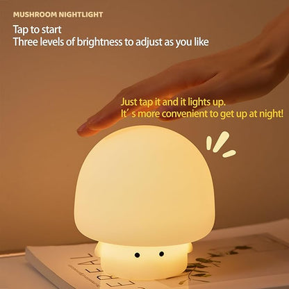 YEEFIGRO Cute Baby Night Light for Kids,Rechargeable Dimmable Silicone Nursery Toddler Mushroom Nightlight,Squishy Bedside Lamp for Night Stands,Fun Decor for Children,Mother's Day Gift(White)