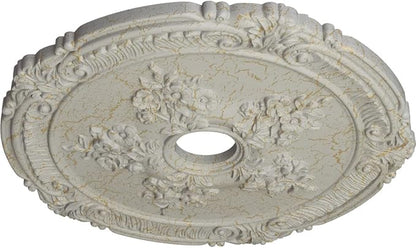 26"OD x 3 3/4"ID x 1 1/2"P Attica with Rose Ceiling Medallion (Fits Canopies up to 4 1/2"), Hand-Painted Pot of Cream Crackle