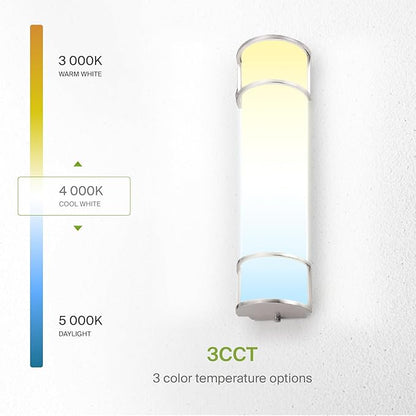 ASD LED 24" Vanity Flush Mount Light Fixture, Linear Bathroom Lighting Bar | 3CCT, Dimmable, ETL Listed | 25W 2600LM 3000-5000K 100-277V | Long Tube Bath Wall Sconce Over Mirror | Nickel, 4 Pack
