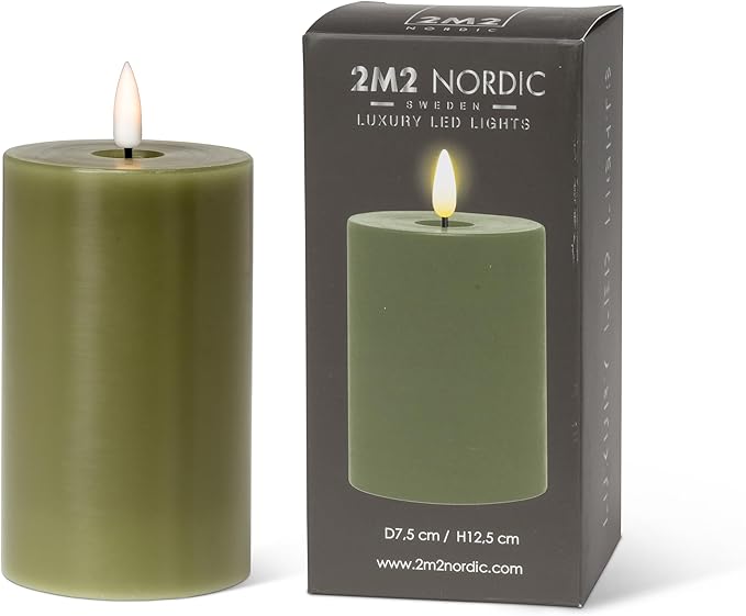 Abbott Collection Wax LED Flameless Pillar Candle - Green (3x5 H)