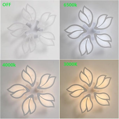 Modern LED Ceiling Light 23.6in with Remote Control 5-Leaf Ceiling Lamp for Bedroom Living Room Dining Room Office Kitchen Nursery School