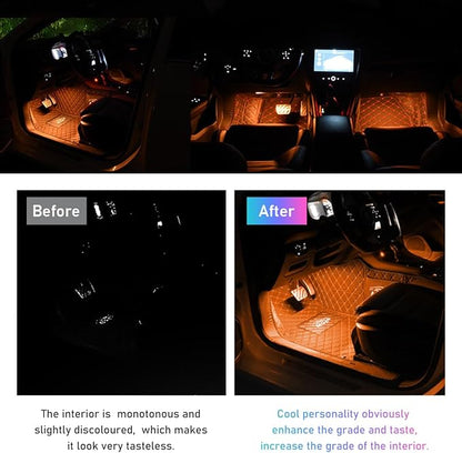 Ohleats Car LED Strip Light, 48 LED RGB Auto Interior Atmosphere Lights, Cigarette Lighter Under Dash Ambient Night Light, Interior Lamp Lighting Kit (Orange, USB)