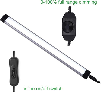 AIBOO LED Under Counter Light Rigid Bar Kit, Plug in Corded 12V LED Under Cabinet Lighting Dimmable with Switch for Counter Shelf Showcase Display Lighting (6 Panels,Daylight White)
