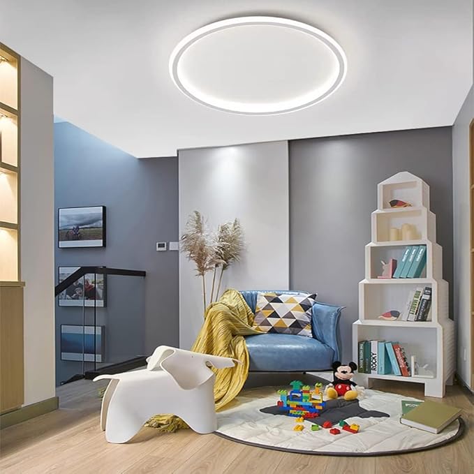 Dimmable LED Ceiling Light Fixture Flush Mount,20 inch Modern 3000K-6000K Round Recessed Ceiling Lamp with APP Adjustment,White Ceiling Lights 55W Close to Ceiling Lighting for Bedroom Living Room