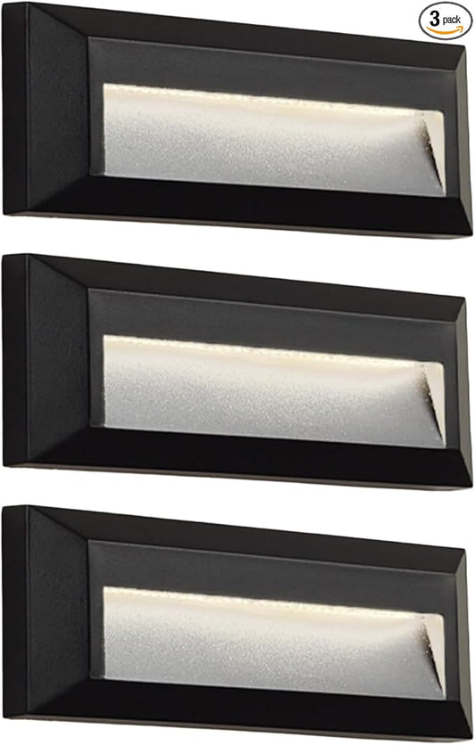ZONK LED Step Lights 110-240V OutdoorIndoor Stair Lights, Waterproof IP65 2W 4000K Lighting for Stairs, Hallway, Pathway, Porch (Non-Dimmable, Easy Install), 3Pack