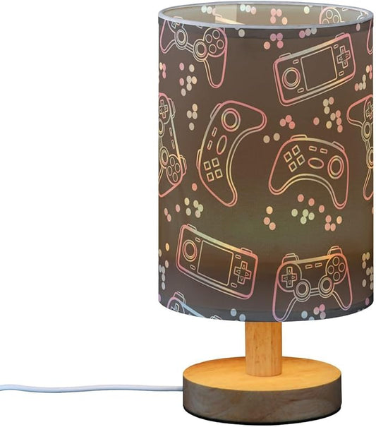 Bedside Table Lamp Video Game Gaming Gamer Nightstand Lamp with Wood Desk Lamps for Bedroom Living Room Nursery Office Home Decor