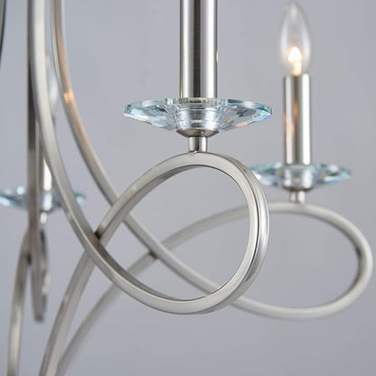 Saint Mossi 5-Lights Nickel Plated Modern Chandelier Light Fixture,Modern Pendant Light Fixture Contemporary Chandelier for Bedroom,Living Room,Dining Room,H17 xD27,Chain Adjustable