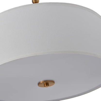 Shrine Lighting Drum Chandeliers, Farmhouse Style, Perfect Drum Pendant Light for Dining Room, D20'' x H8'', Adjustable Chains 59'', E26*3 Sockets, White Linen Fabric Lampshade & Gold Rod