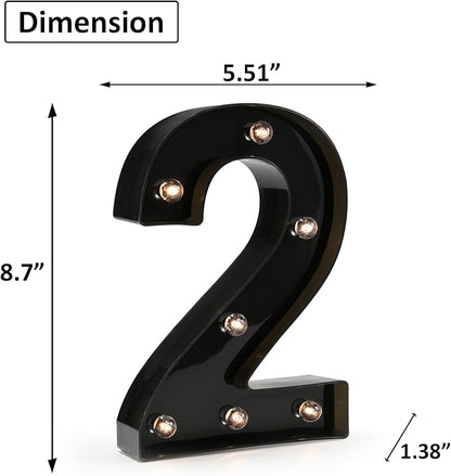 Light Up Black Alphabet Marquee Number Sign LED Marquee Number Lights Sign for Night Light Home Bar Christmas Lamp Birthday Party Wedding Decoration 2