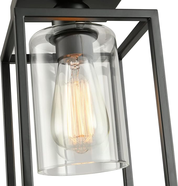 3 Pack Semi Flush Mount Ceiling Light,Black Metal Frame Ceiling Light Fixture with Clear Glass Shade, Farmhouse Light Fixture for Kitchen Island Entryway Porch Foyer