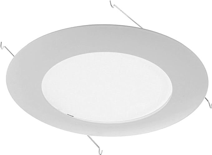 NICOR Lighting 6 inch White Lexan Flat Albalite Shower Trim with Plastic Trim Ring and Albalite Lens (17575)