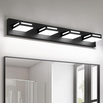 LED Modern Bathroom Light Fixtures, 4-Light 30-Inch Dimmable 5CCT Adjustable Matte Black Vanity Lights for Bathroom Lighting Fixtures Over Mirror, 350° Rotatable Wall Lamp