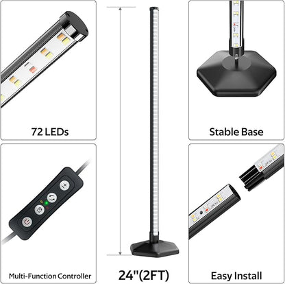 Plant Grow Lights with Timer, 72 LEDs Full Spectrum Grow Lights for Indoor Plants 23 Inch Desk Standing Grow Lights 3 Light Modes 5-Level Dimmable Auto On Off