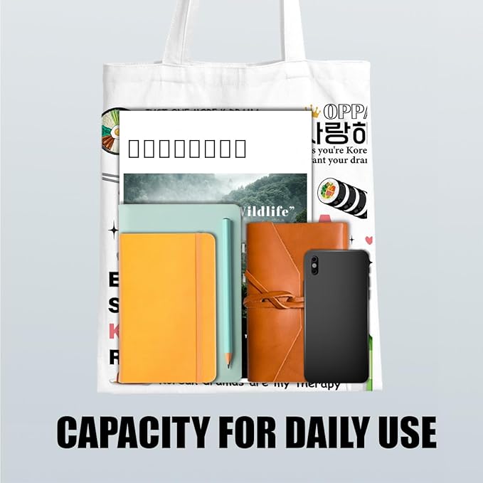 K-Pop Gift Tote Bag for Kpop Music Lover Korean Drama Canvas Tote Bag Gift for K-Pop Lover, Double-Sided Print Bags