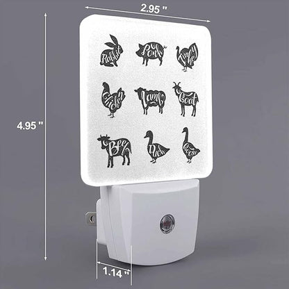 LED Night Light Plug into Wall with Dusk to Dawn Light Sensor White Energy Efficient Turkey Chicken Farm Animal Nightlight for Bedroom Bathroom Hallway Living Room Kitchen