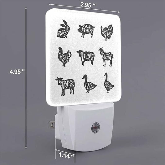 LED Night Light Plug into Wall with Dusk to Dawn Light Sensor White Energy Efficient Turkey Chicken Farm Animal Nightlight for Bedroom Bathroom Hallway Living Room Kitchen