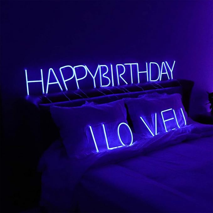 Neon Letter Lights LED Blue Neon Signs 26 Alphabet Lights USB/Battery Powered Creative Night Lamp Decor for Home Party Bar Christmas Wedding Festival