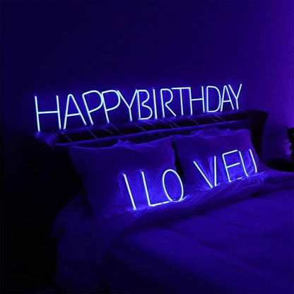 LED Letter Neon Lights - Blue Neon Letters, USB/Battery Powered Signs for Wall, Home, Bar, Party, Wedding