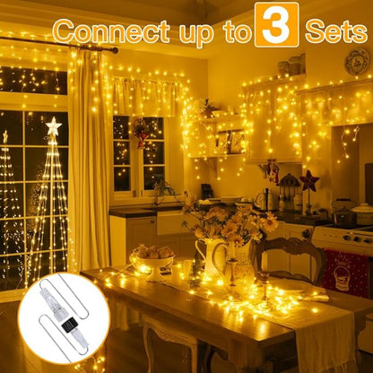 Ollny Icicle Lights for Outside 504LED 41FT, Warm White Christmas Light with Remote 8Modes Timers Waterproof, Plug in Connectable Hanging Lights for Outdoor Indoor House Roof Holiday