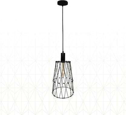 Royal Designs, Inc. Foldable Industrial Metal Pendant Light with Adjustable 7 ft Long Lamp Cord & Canopy, Create 9 Different Shapes, Black, Single