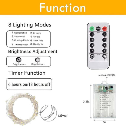 4th of July Decoration Lights, 3 Pack Red White and Blue Fairy Lights Battery Operated with Remote & Timer, Waterproof Patriotic Light Indoor Outdoor 8 Modes for Independence Day Anniversary Memorial