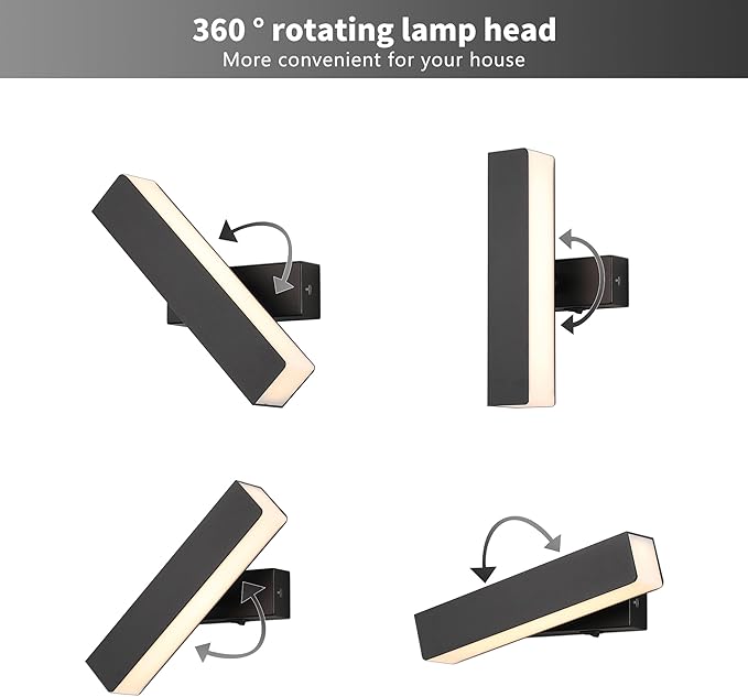 Wall Sconces Set of 2 Rechargeable Wall Lights with 350 Rotation,Dimmable Battery Operated Wall Sconce,Magnetic Wall Light for Bedroom,Wireless Wall Mount Light for Picture,Living Room(2 Pack)