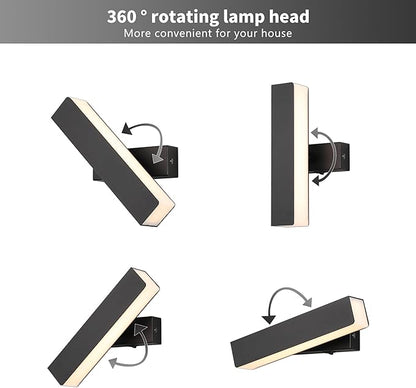 Wall Sconces Set of 2 Rechargeable Wall Lights with 350 Rotation,Dimmable Battery Operated Wall Sconce,Magnetic Wall Light for Bedroom,Wireless Wall Mount Light for Picture,Living Room(2 Pack)