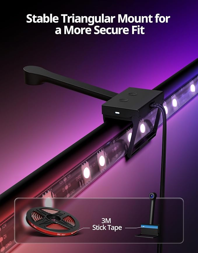 Ailofy Smart TV LED Backlight with Camera for 40-50 inch Screens, 7.87ft LED Strip Lights Sync to Screen& Music, Color Changing Lights for TV Compatible with Alexa & Google Assistant, App Control