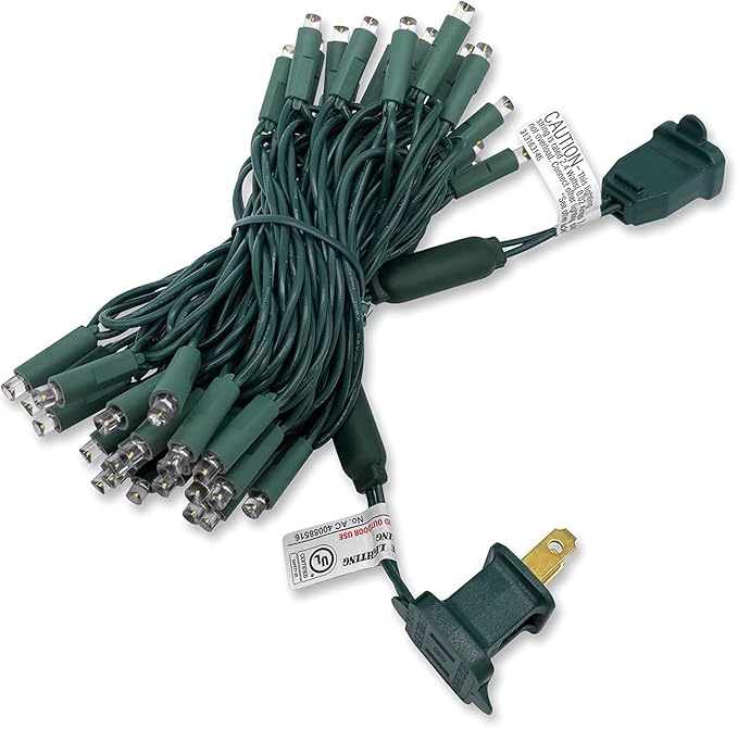 UL Listed 50 Count 5MM Wide Angle Led Christmas Lights Set,Outdoor Mini Led String Lights for Garden Patio Trees Lighting Decorations,17 Feet Green Wire (Warm White)