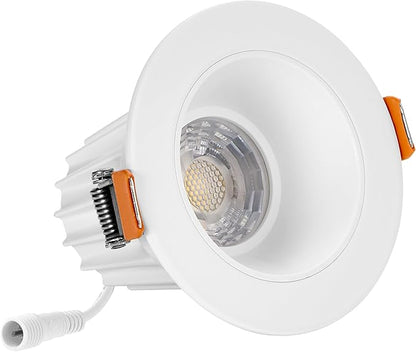 Maxxima 2 in. Ultra-Thin Recessed Anti-Glare LED Downlight - Canless IC Rated, 5 Color Temperature Selectable 2700K/3000K/3500K/4000K/5000K, Dimmable, Round White Trim, 90 CRI
