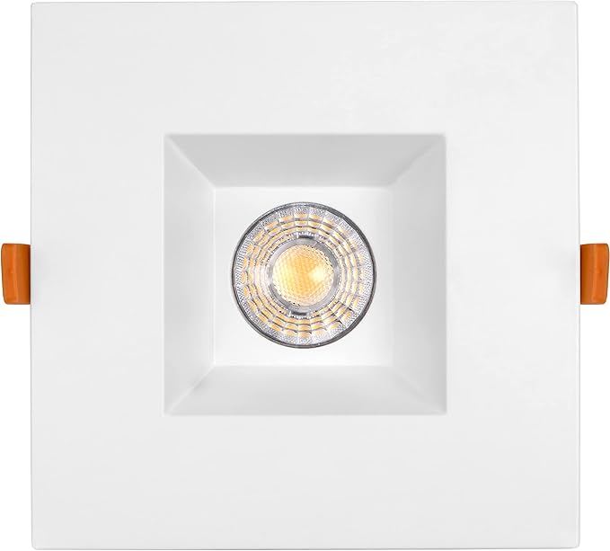 Maxxima 6” Ultra-Thin Recessed Anti-Glare LED Downlight Canless IC Rated 1300 Lumens 5 Color Temperature Select 2700K/3000K/3500K/4000K/5000K Dimmable Square White Trim 90 CRI 5CCT Slim J-Box Included