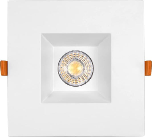 Maxxima 6” Ultra-Thin Recessed Anti-Glare LED Downlight Canless IC Rated 1300 Lumens 5 Color Temperature Select 2700K/3000K/3500K/4000K/5000K Dimmable Square White Trim 90 CRI 5CCT Slim J-Box Included