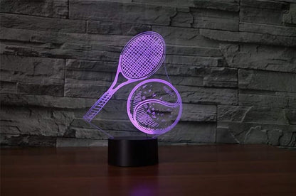 Tennis 3D Illusion Night Light,16 Colors Change Smart Touch & Remote Control,Home Decor LED Bedside Table Desk Lamp,Christmas Birthday Gift for Girls Boys Kids Adults Friends & Family