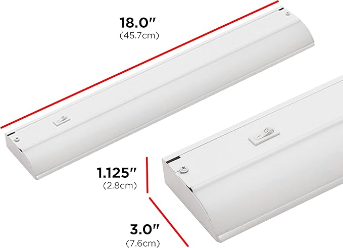 UltraPro 18 inch Hardwired Under Cabinet Lights, On/Off Only, 2700K Warm White, Under Cabinet Lighting, Under Counter Lights for Kitchen 44110